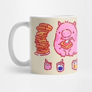 Little pig eating toast with jam Mug